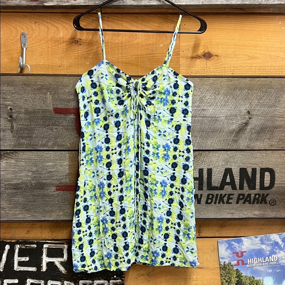 aerie Yellow Blue Floral Mini Dress